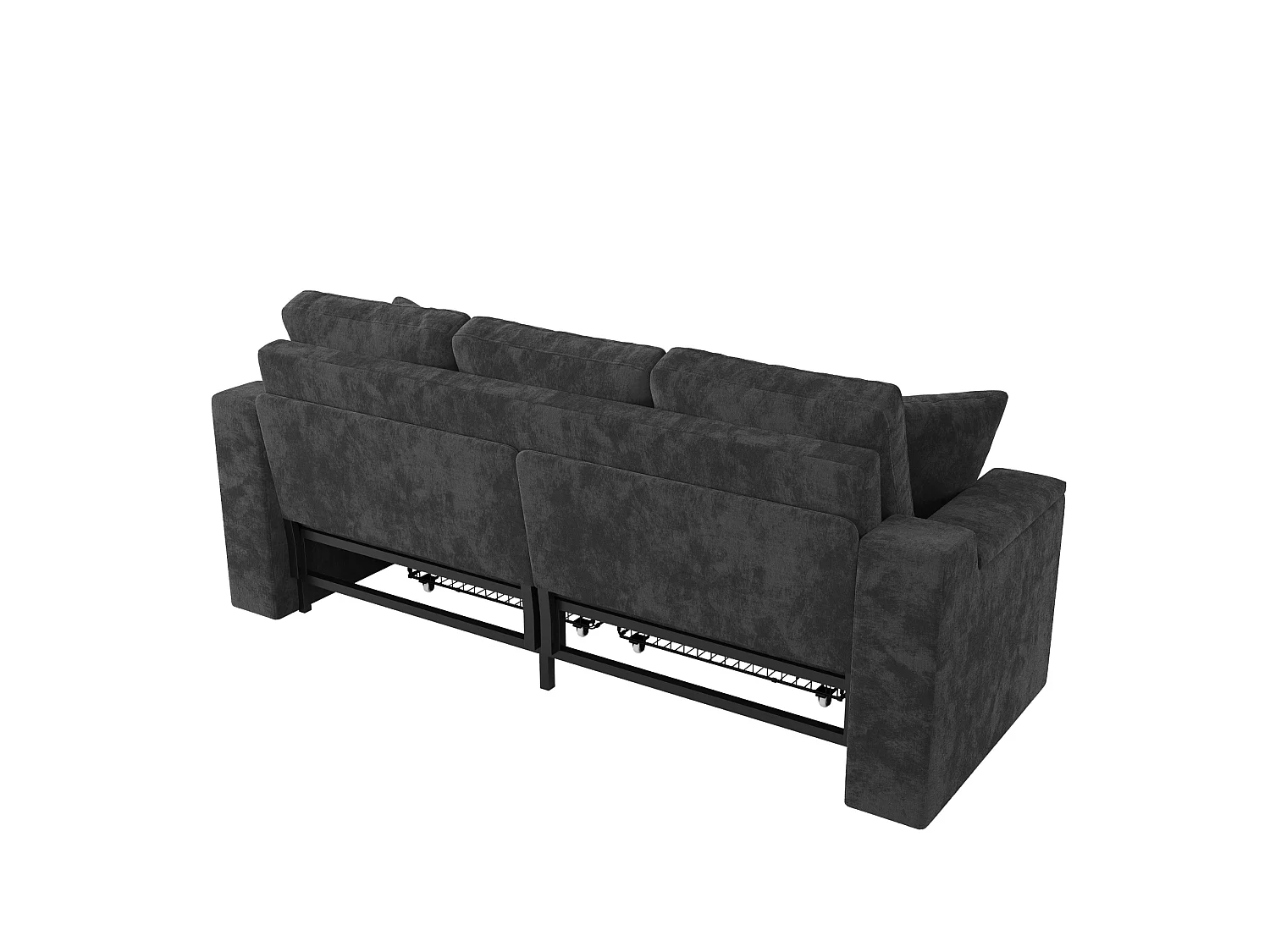 Canapé convertible 3 places en chenille avec USB/Type-C et rangements - Gris