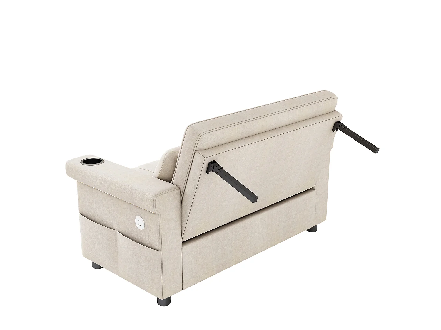 Divano letto a 2 posti con LED e USB/Type-C - Ciniglia beige