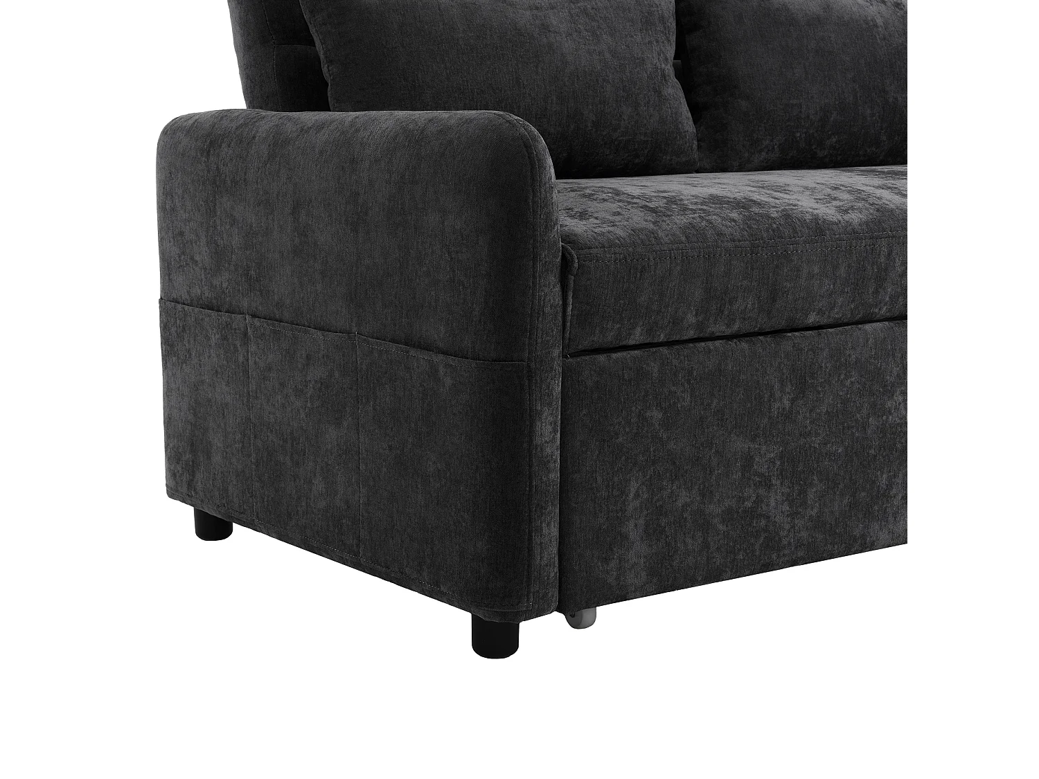 Canapé convertible 2 places en chenille avec USB et dossier réglable - Gris