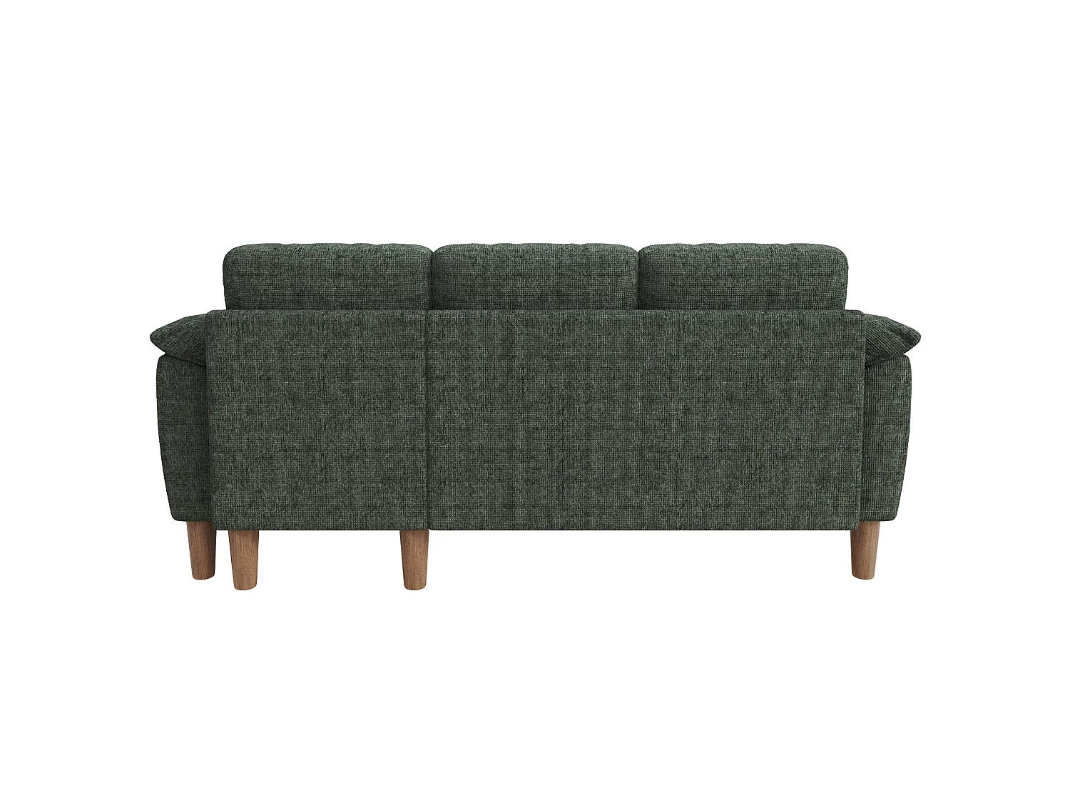 Canapé d'angle 3 places avec rangement et port USB/Type-C - Tissu chenille - Vert