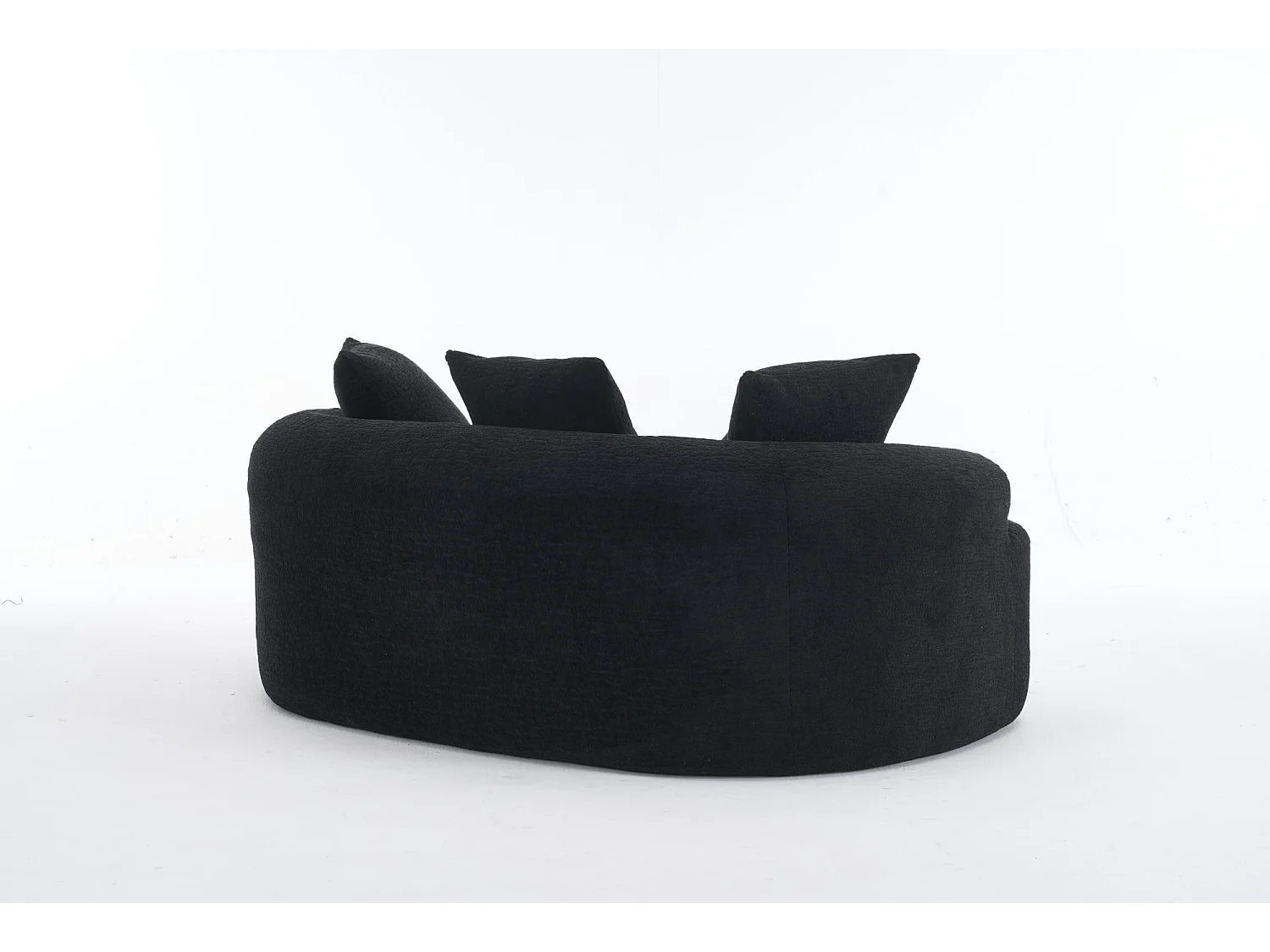 Canapé 2 places petit incurvé en chenille avec 3 coussins - Noir