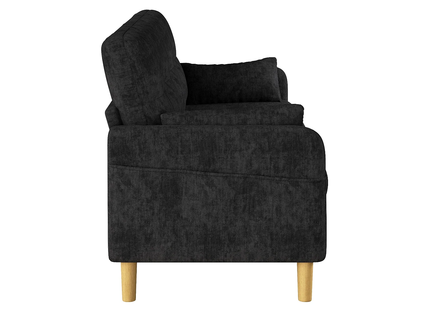Canapé 2 places petite en tissu chenille avec coussins - Gris foncé
