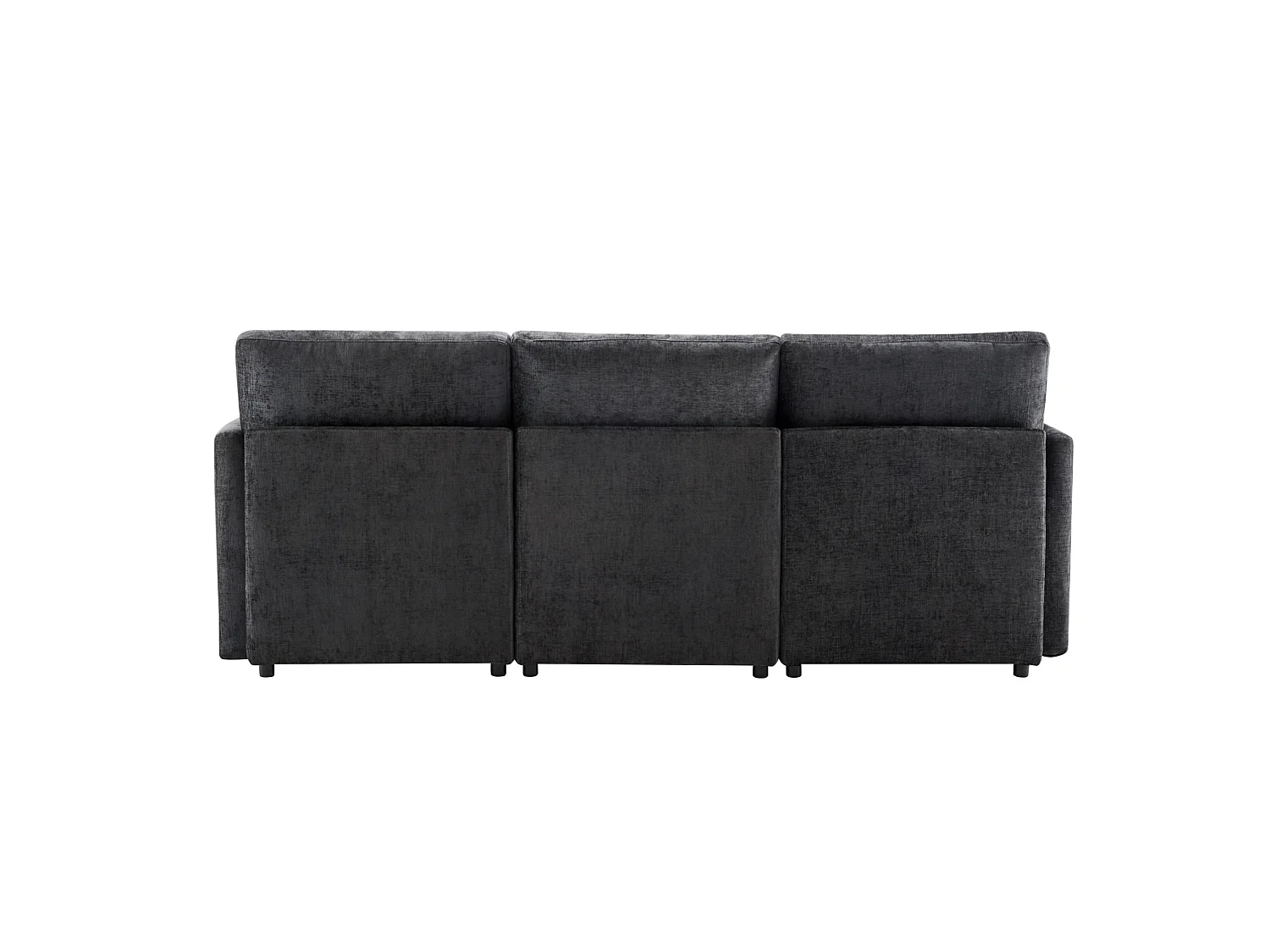 Canapé 3 places en chenille avec pouf et 4 coussins - Gris