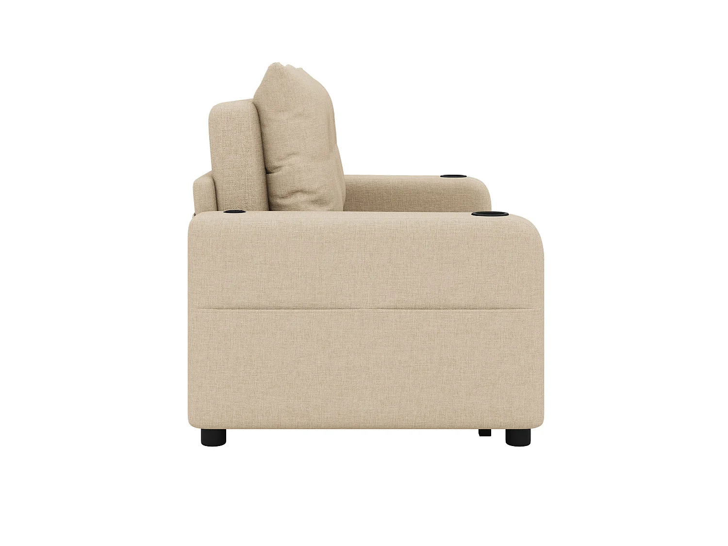 Divano letto in tessuto a 2 posti con porte USB/Type-C e cuscini - Beige