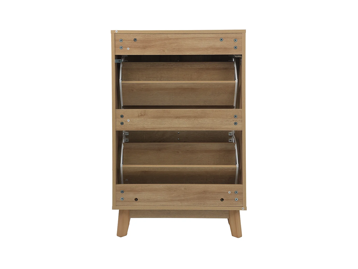 Meuble à chaussures 60 cm - Système pliable ultra-fin - Naturel foncé
