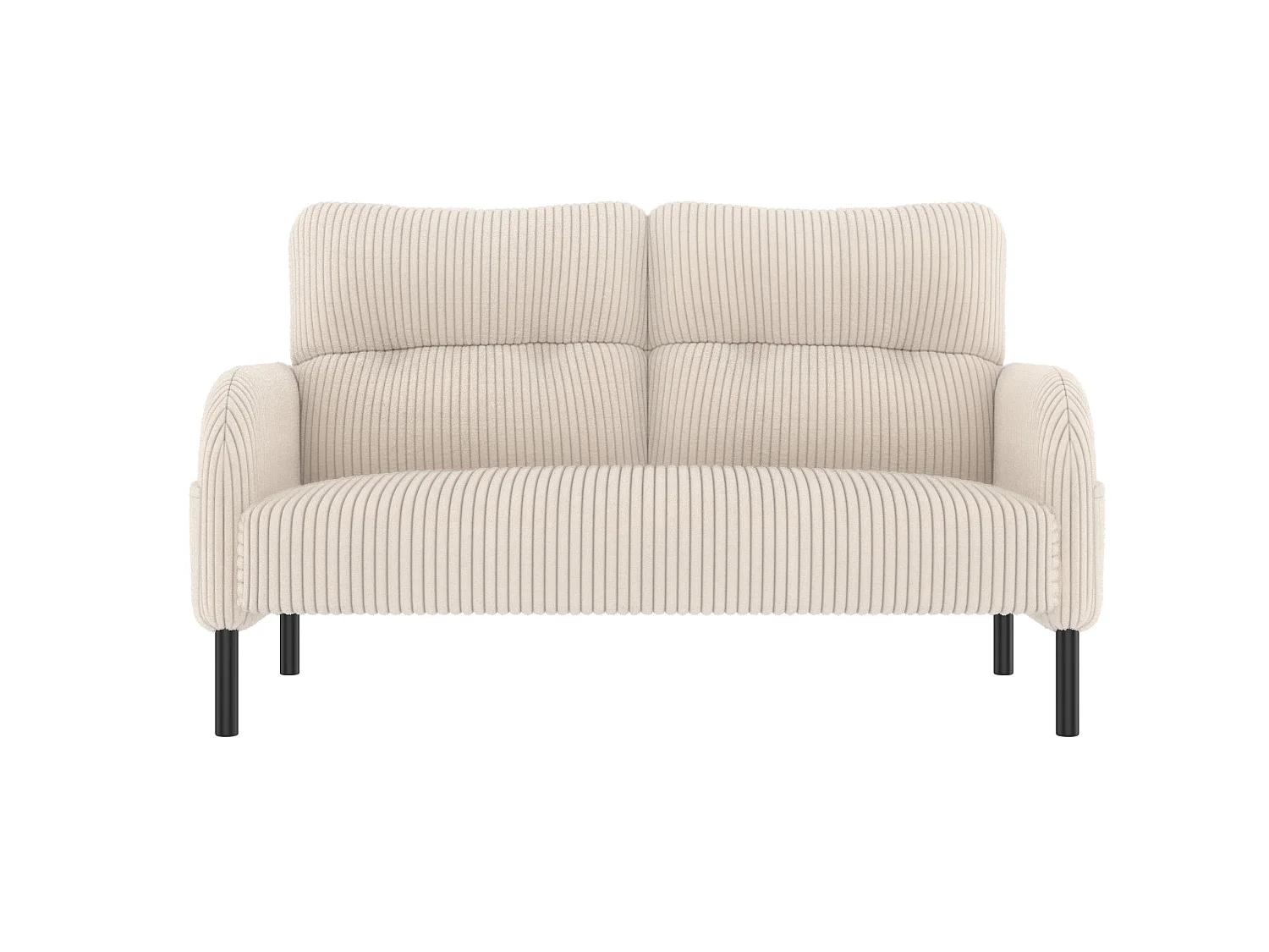 Canapé 2 places 120 cm en velours côtelé avec pieds métal - Beige