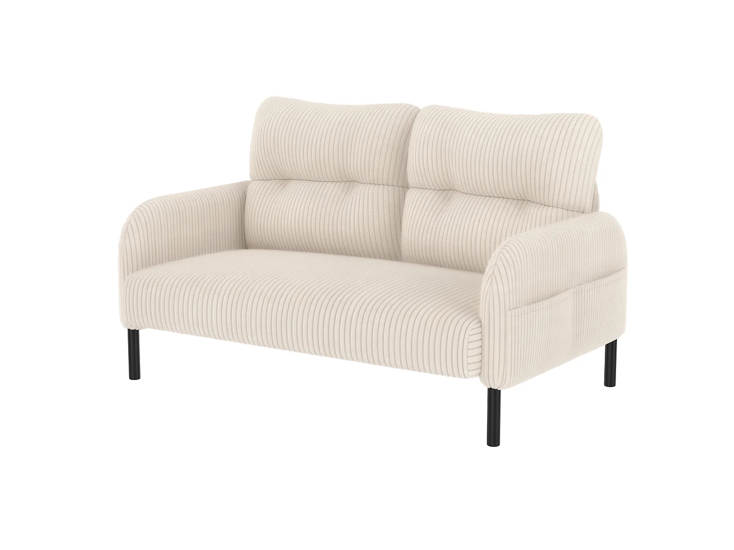 Canapé 2 places 120 cm en velours côtelé avec pieds métal - Beige