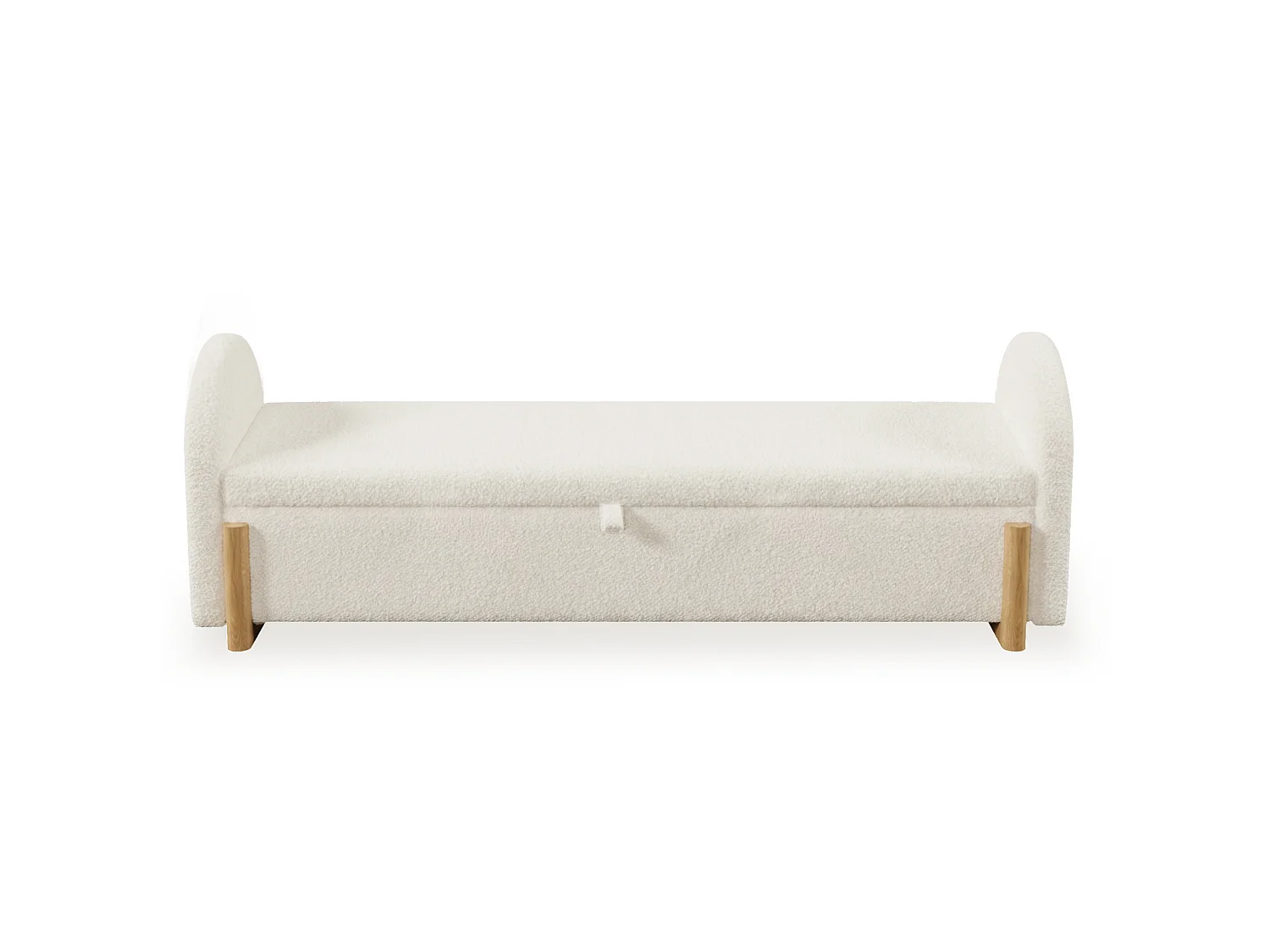 Banc en tissu bouclé 146 cm avec rangement hydraulique - Blanc