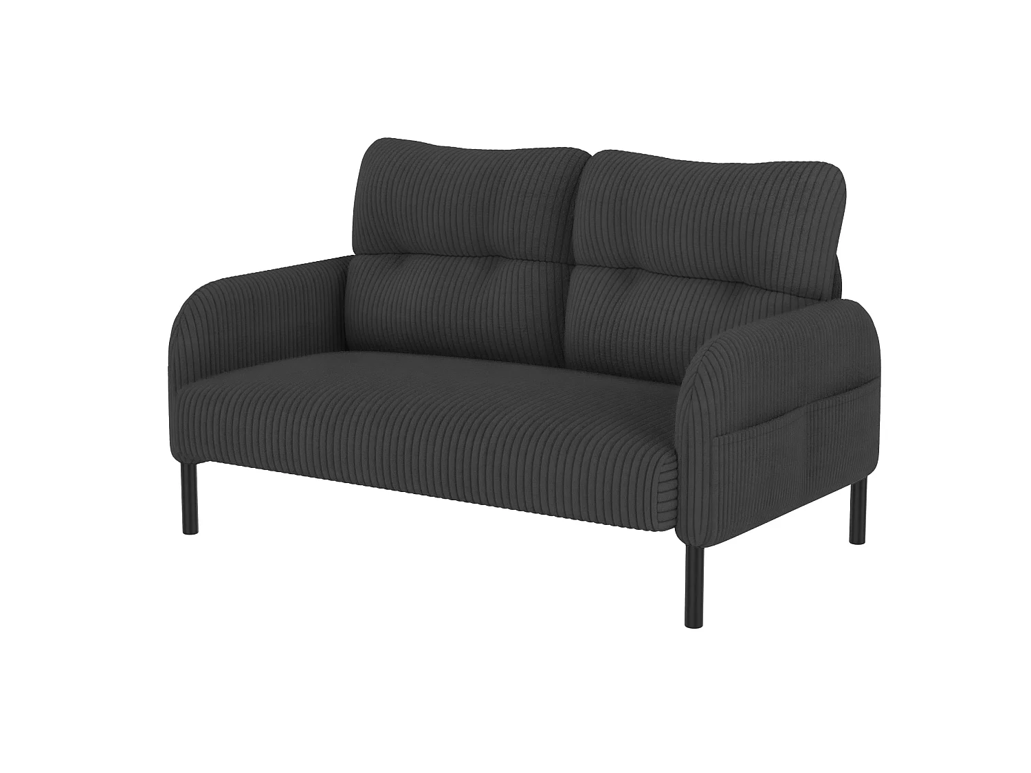 Canapé 2 places 120 cm en velours côtelé avec pieds métal - Gris