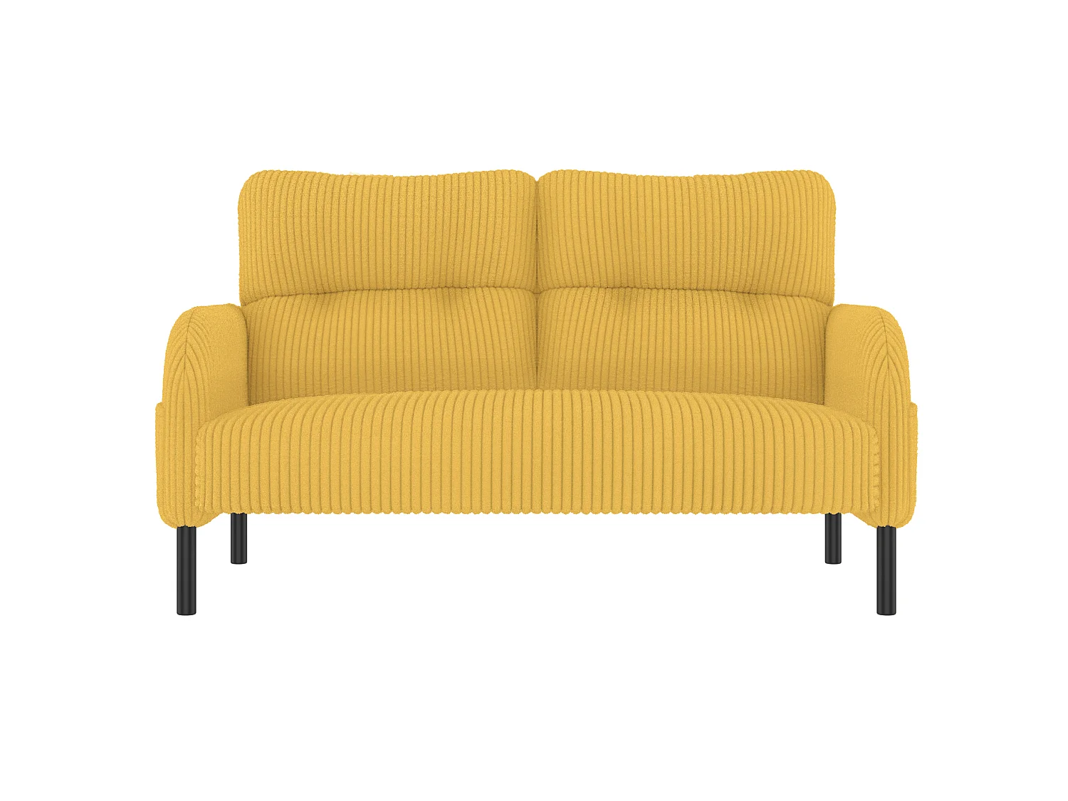 Canapé 2 places 120 cm en velours côtelé avec pieds métal - Jaune