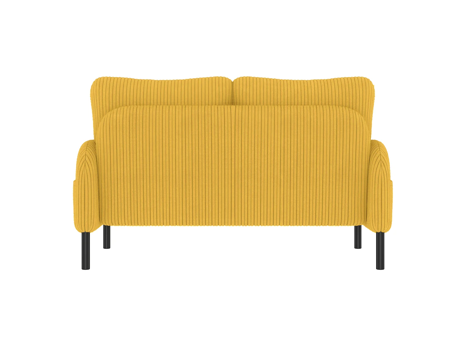 Canapé 2 places 120 cm en velours côtelé avec pieds métal - Jaune