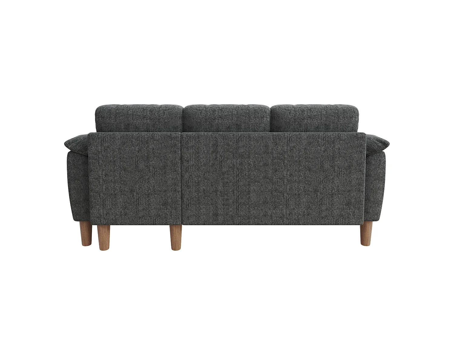 Canapé d'angle 3 places avec rangement et port USB/Type-C - Tissu chenille - Gris foncé