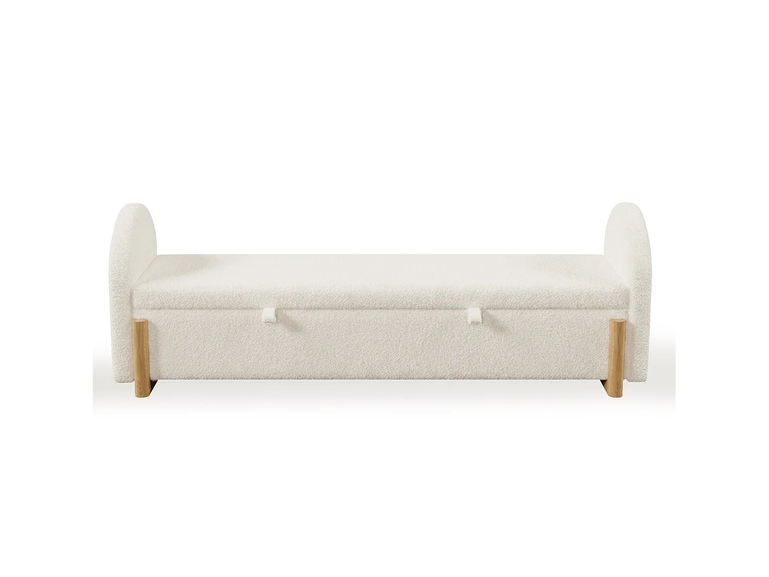 Banc en tissu bouclé 166 cm avec rangement hydraulique - Blanc