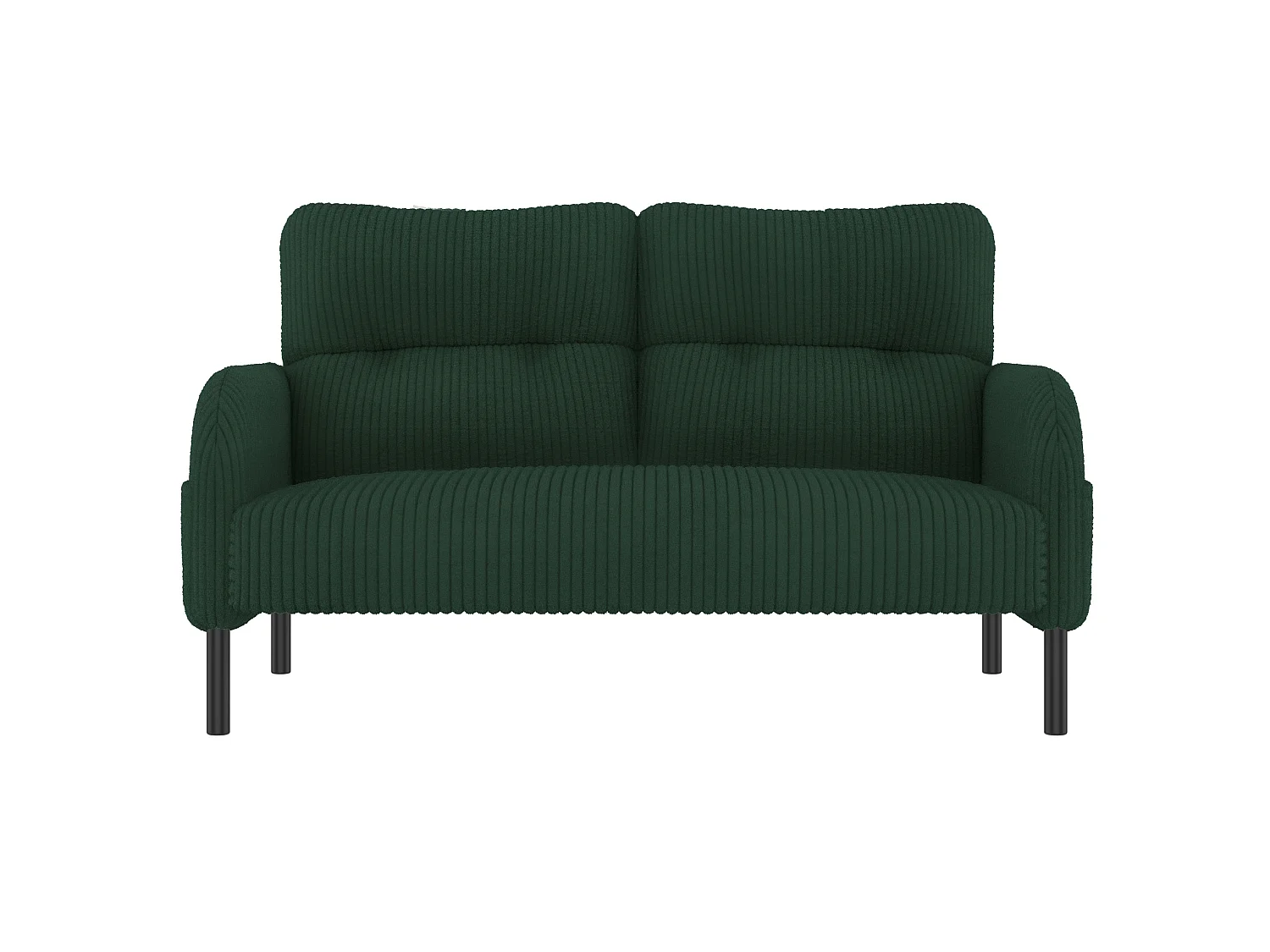 Canapé 2 places 120 cm en velours côtelé avec pieds métal - Vert émeraude