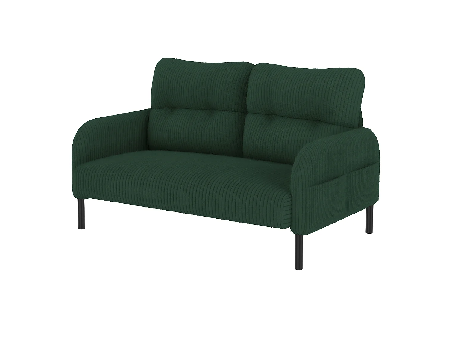 Canapé 2 places 120 cm en velours côtelé avec pieds métal - Vert émeraude