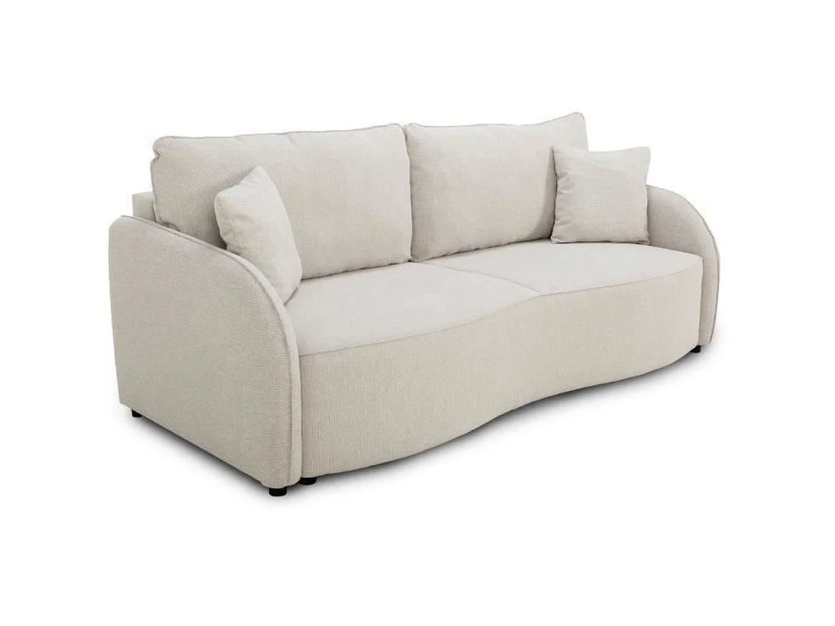Canapé convertible 3 places CASAPY BARI en tissu beige avec rangement