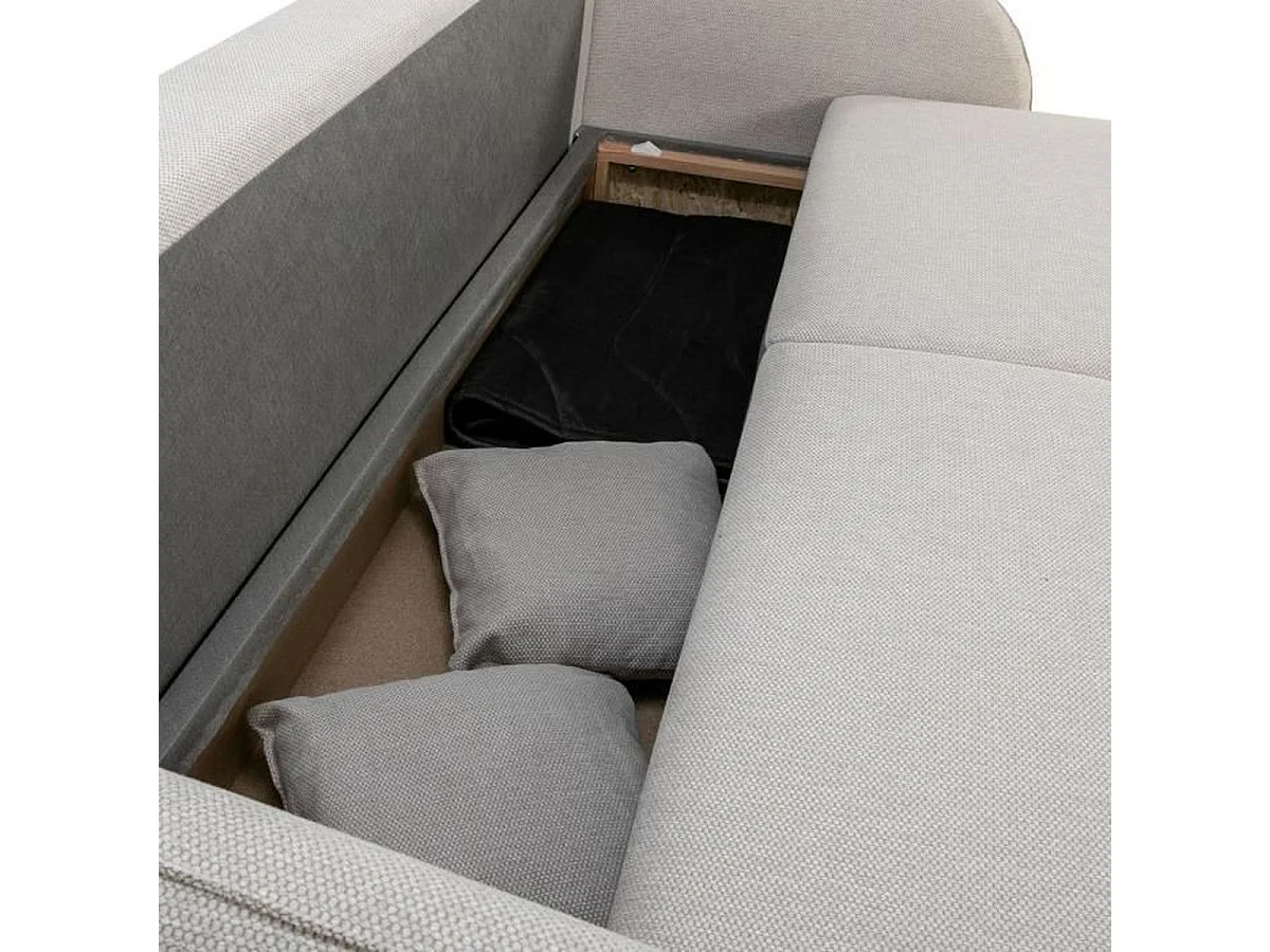 Canapé convertible 3 places CASAPY BARI en tissu beige avec rangement