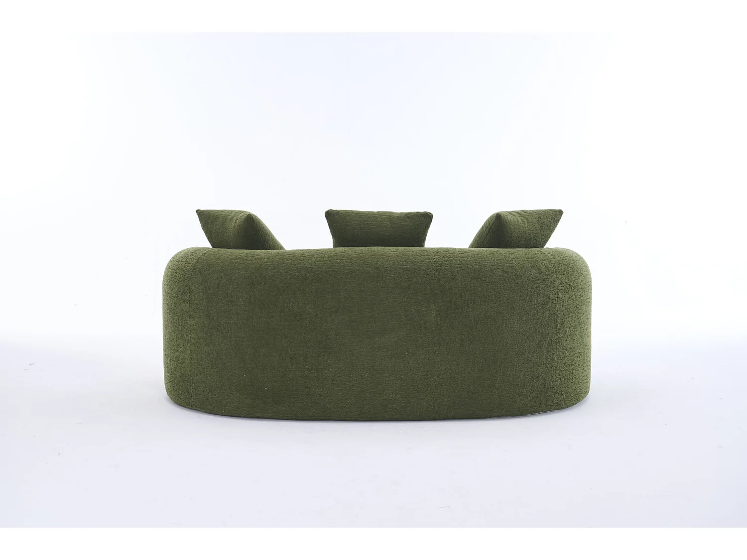 Canapé 2 places petit incurvé en chenille avec 3 coussins - Vert