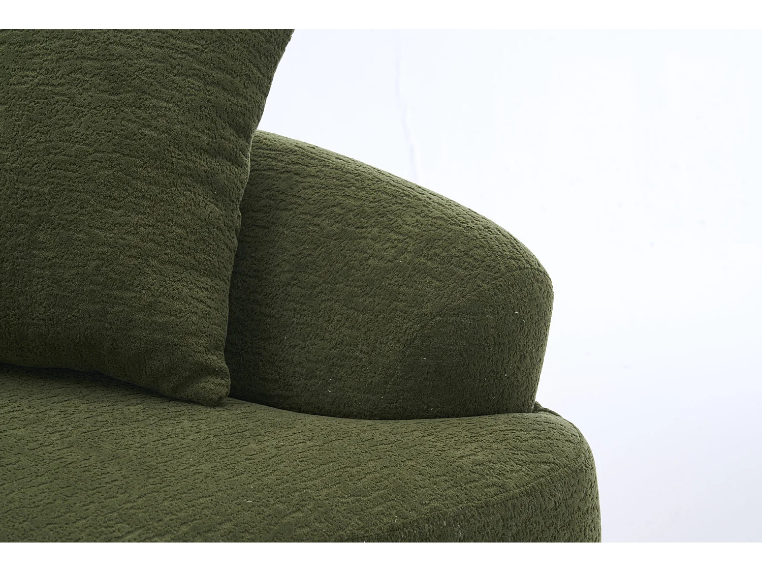 Canapé 2 places petit incurvé en chenille avec 3 coussins - Vert