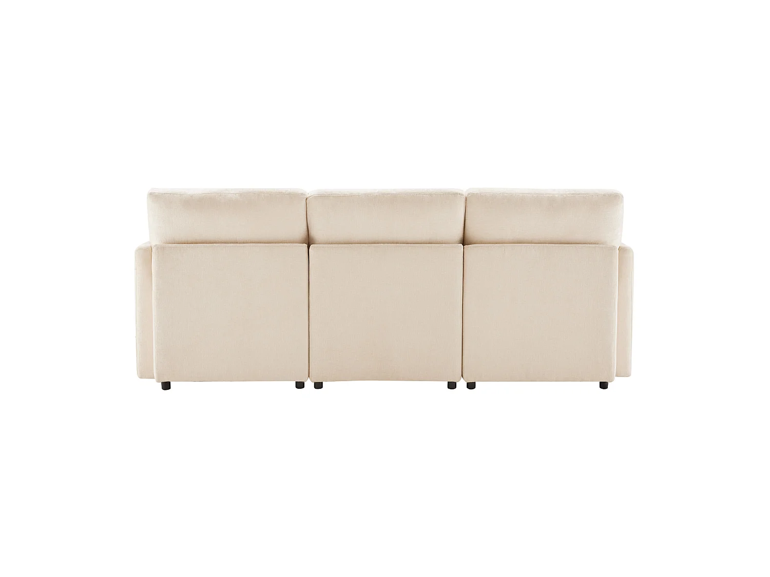 Canapé 3 places en chenille avec pouf et 4 coussins - Beige