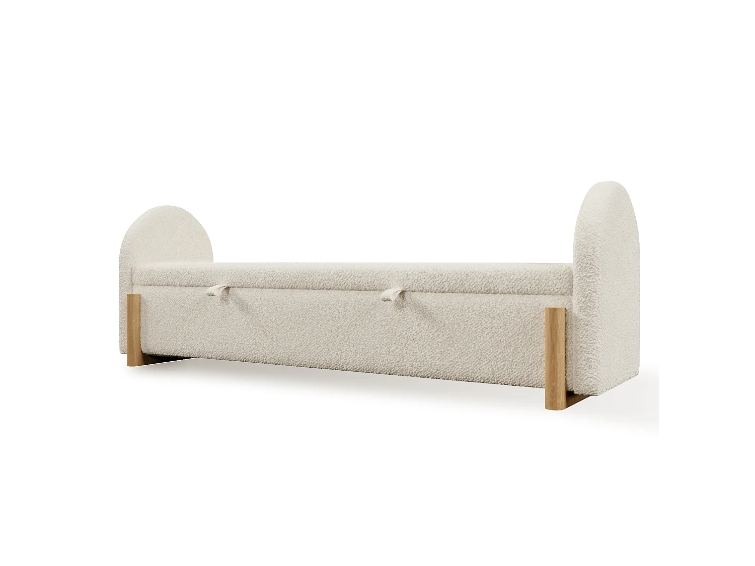 Banc en tissu bouclé 186 cm avec rangement hydraulique - Blanc