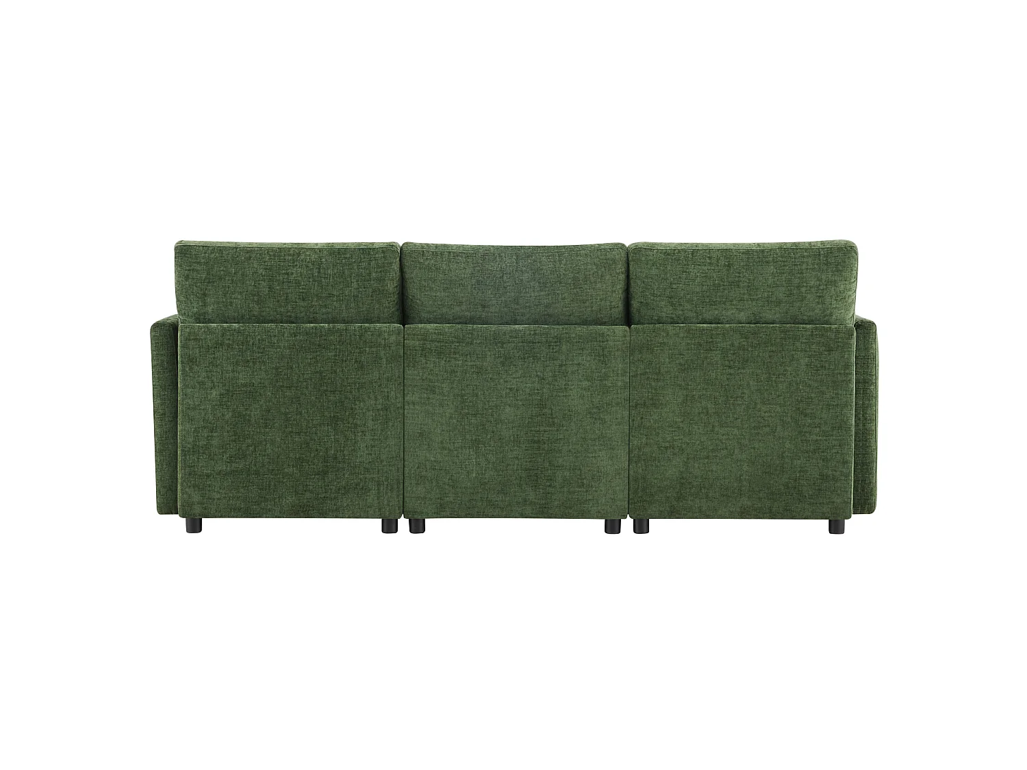 Canapé 3 places en chenille avec pouf et 4 coussins - Vert