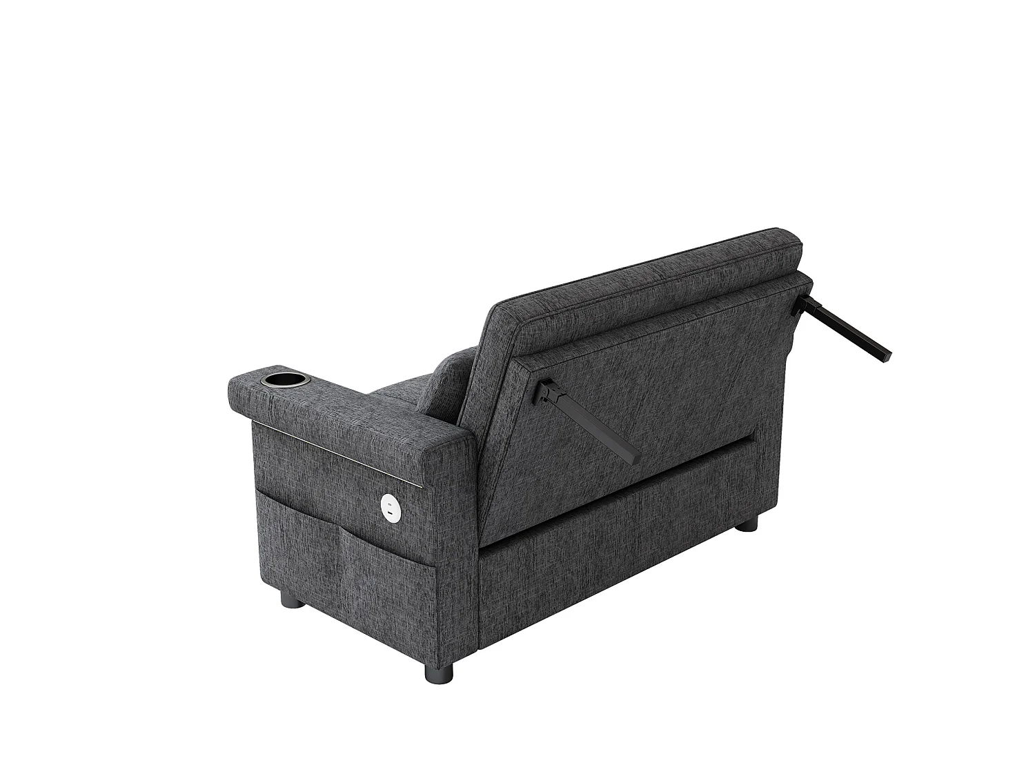 Divano letto a 2 posti con LED e USB/Type-C - Ciniglia grigia