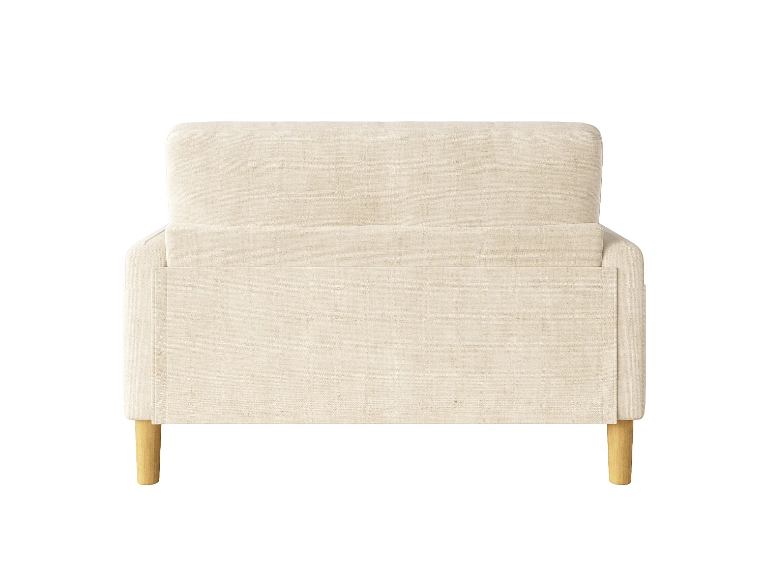 Canapé 2 places petite en tissu chenille avec coussins - Beige