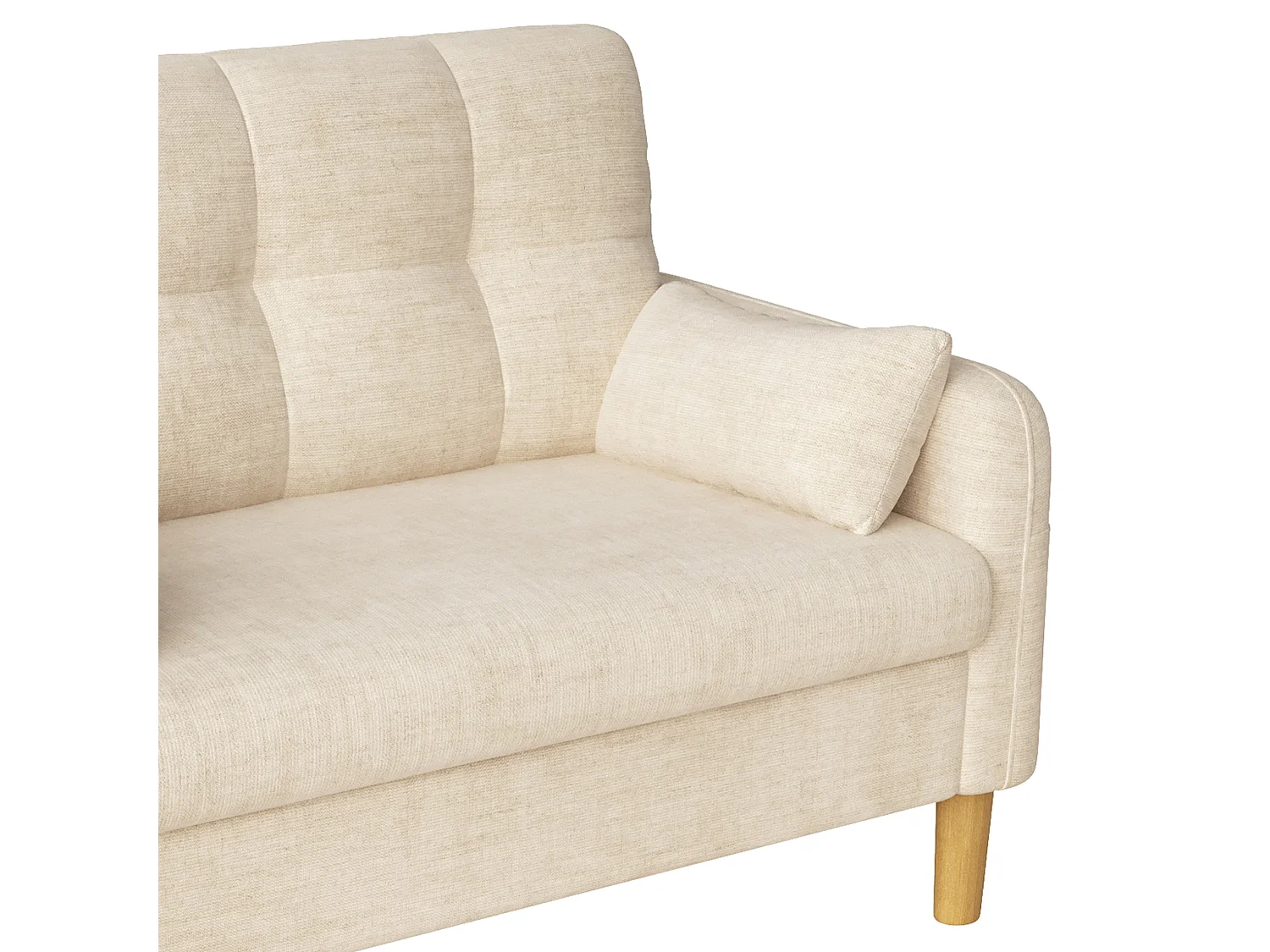 Canapé 2 places petite en tissu chenille avec coussins - Beige