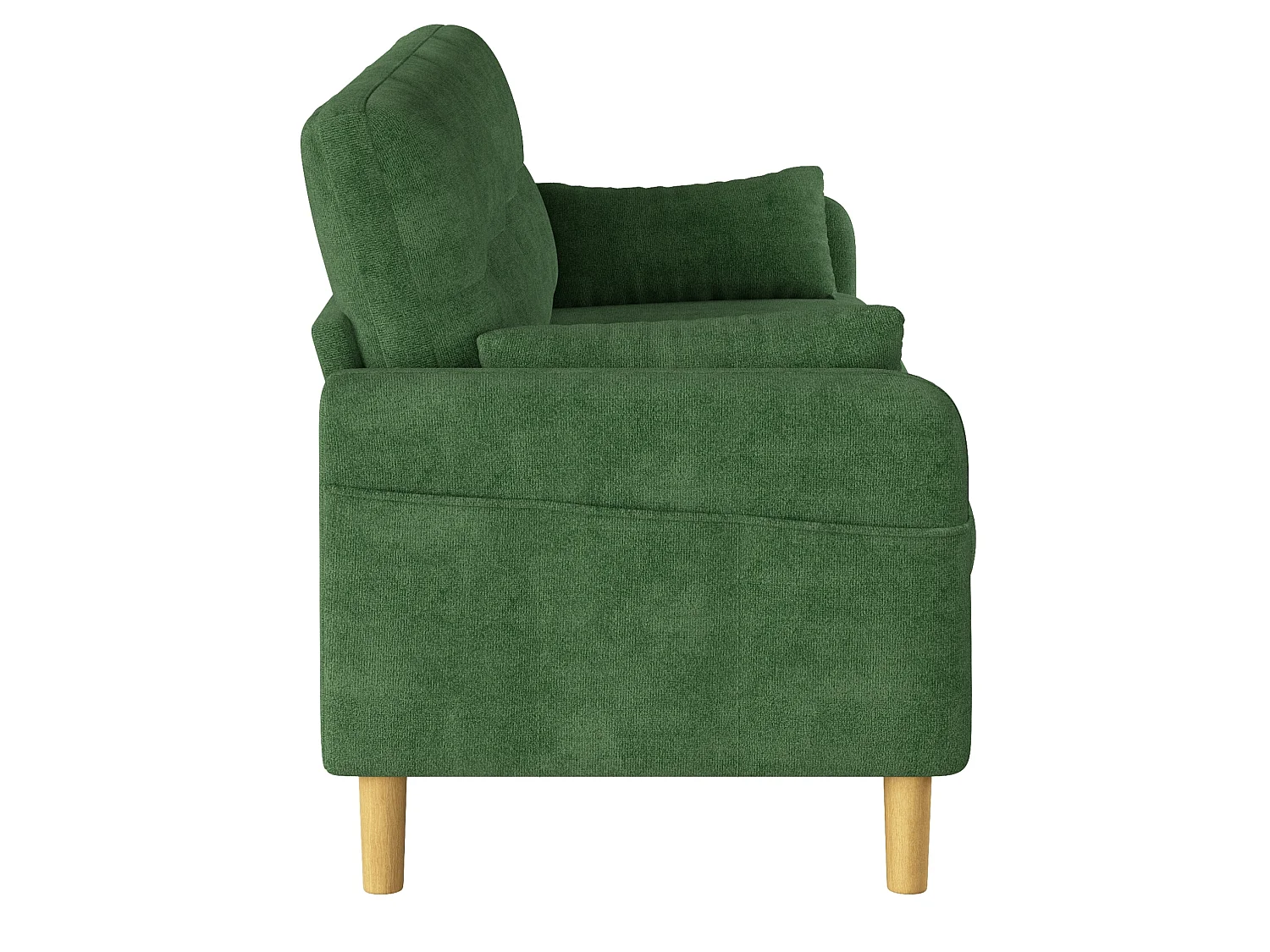 Canapé 2 places petite en tissu chenille avec coussins - Vert