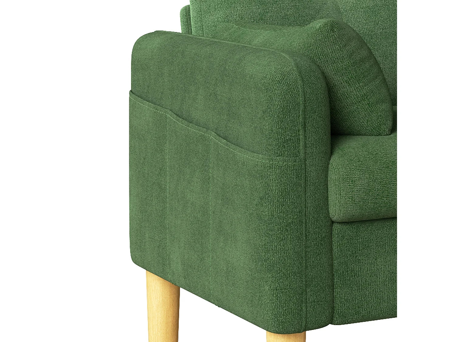 Canapé 2 places petite en tissu chenille avec coussins - Vert