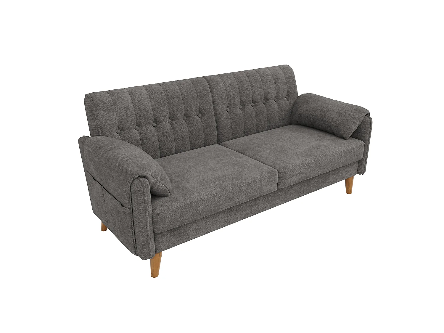 2-zits chenillebank (161,5 cm) met zijvakken - Lichtgrijs