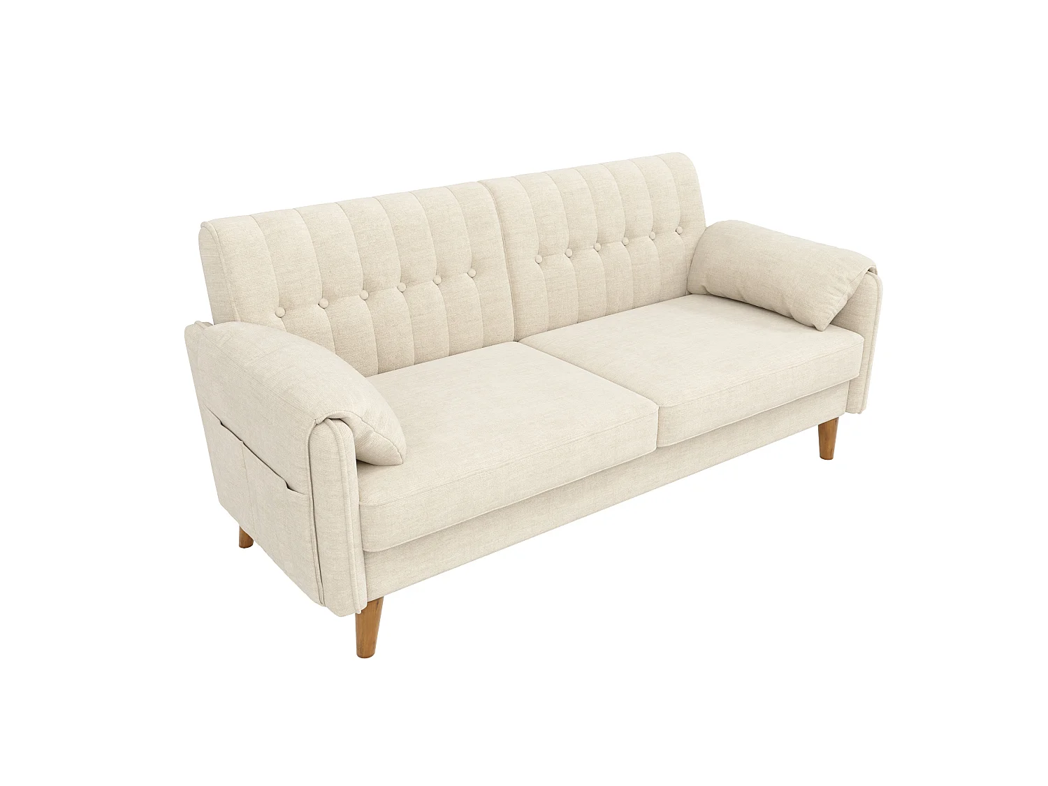 Canapé 2 places 161,5 cm en chenille avec poches latérales - Beige