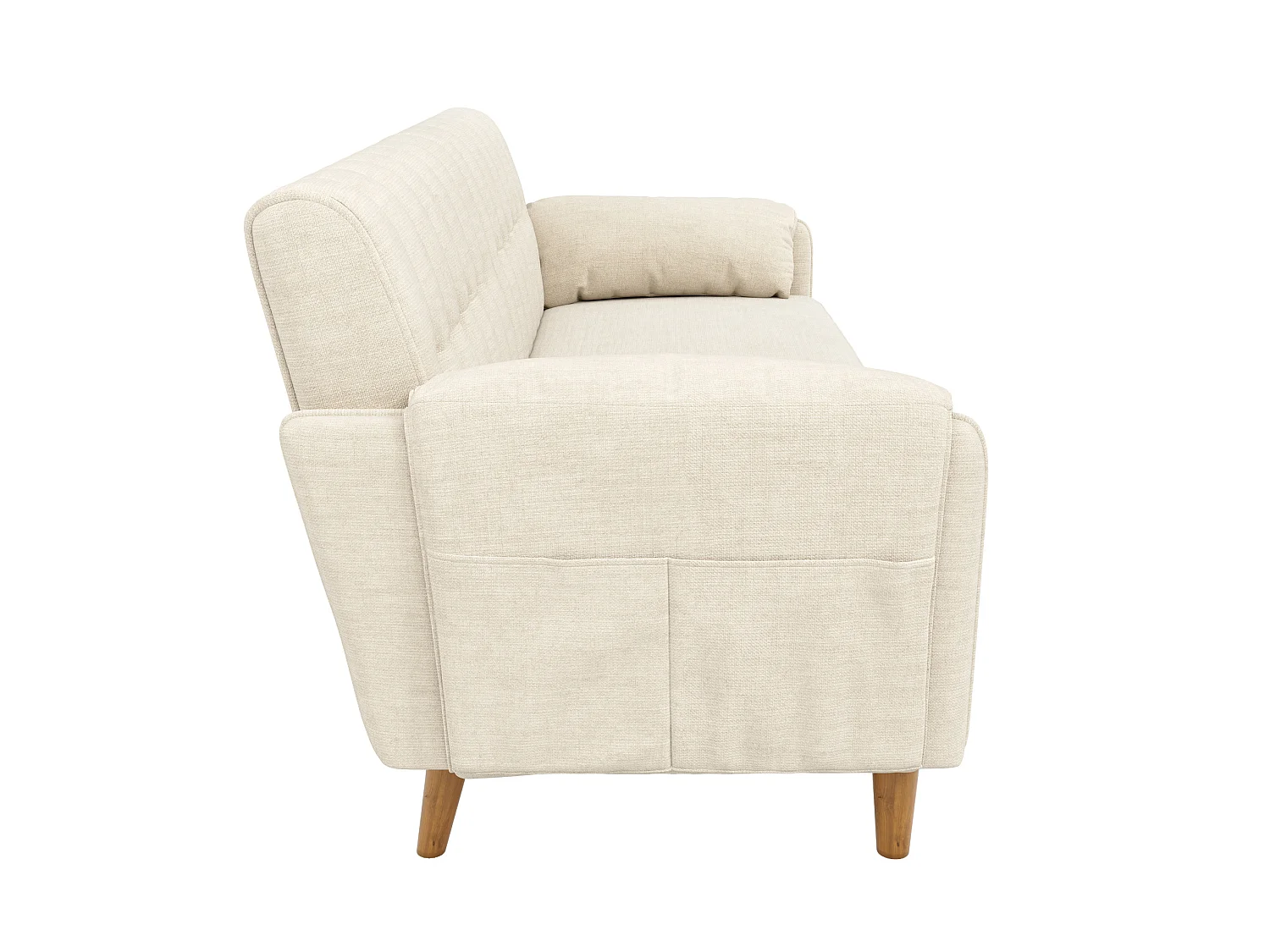 Canapé 2 places 161,5 cm en chenille avec poches latérales - Beige