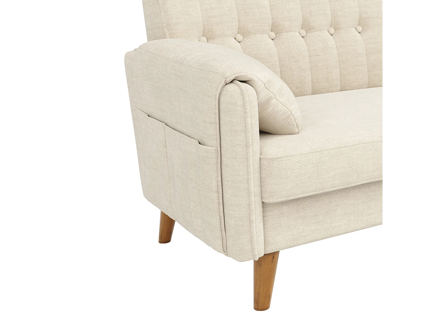 Canapé 2 places 161,5 cm en chenille avec poches latérales - Beige