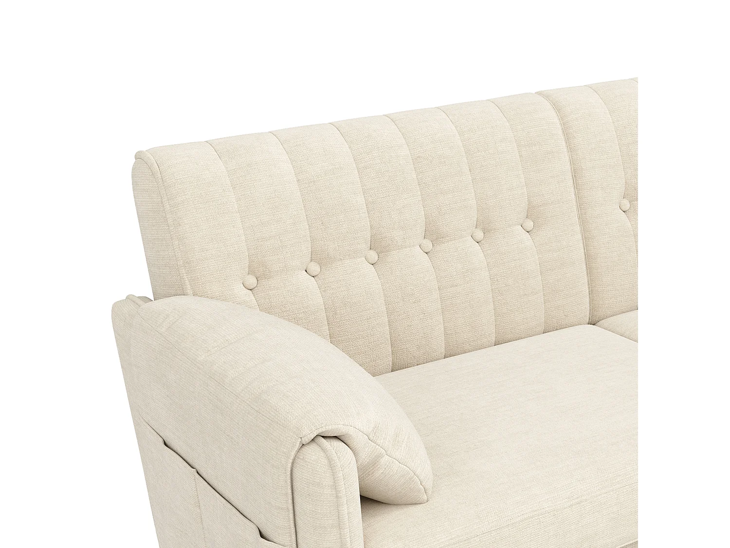 Canapé 2 places 161,5 cm en chenille avec poches latérales - Beige