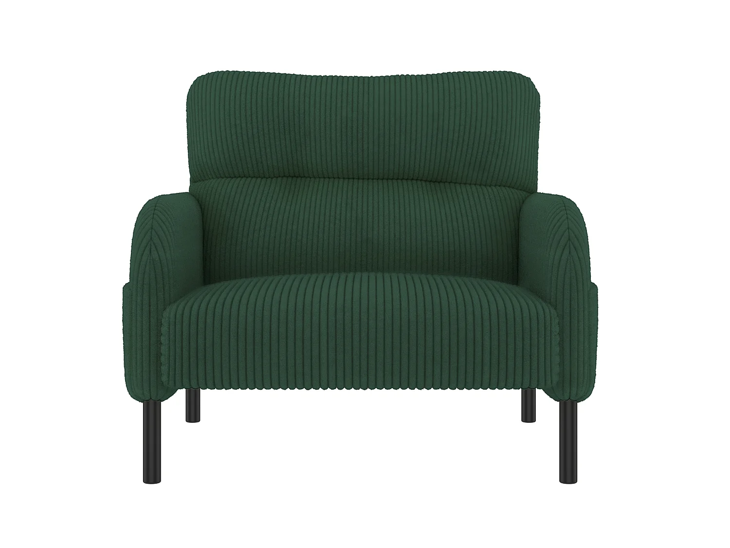 Canapé 2 places et fauteuil en velours côtelé avec pouf - Vert émeraude
