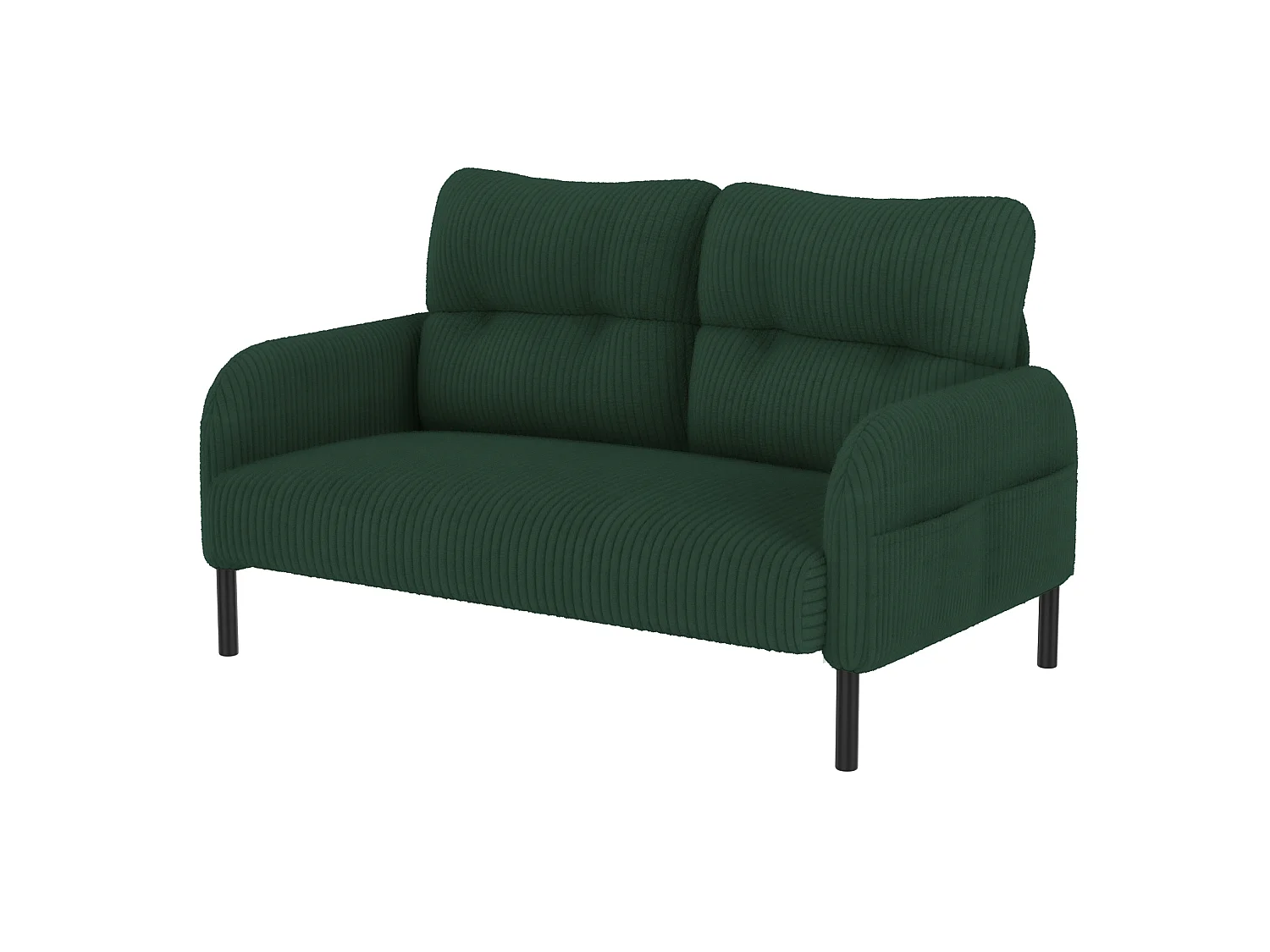 Canapé 2 places et fauteuil en velours côtelé avec pouf - Vert émeraude