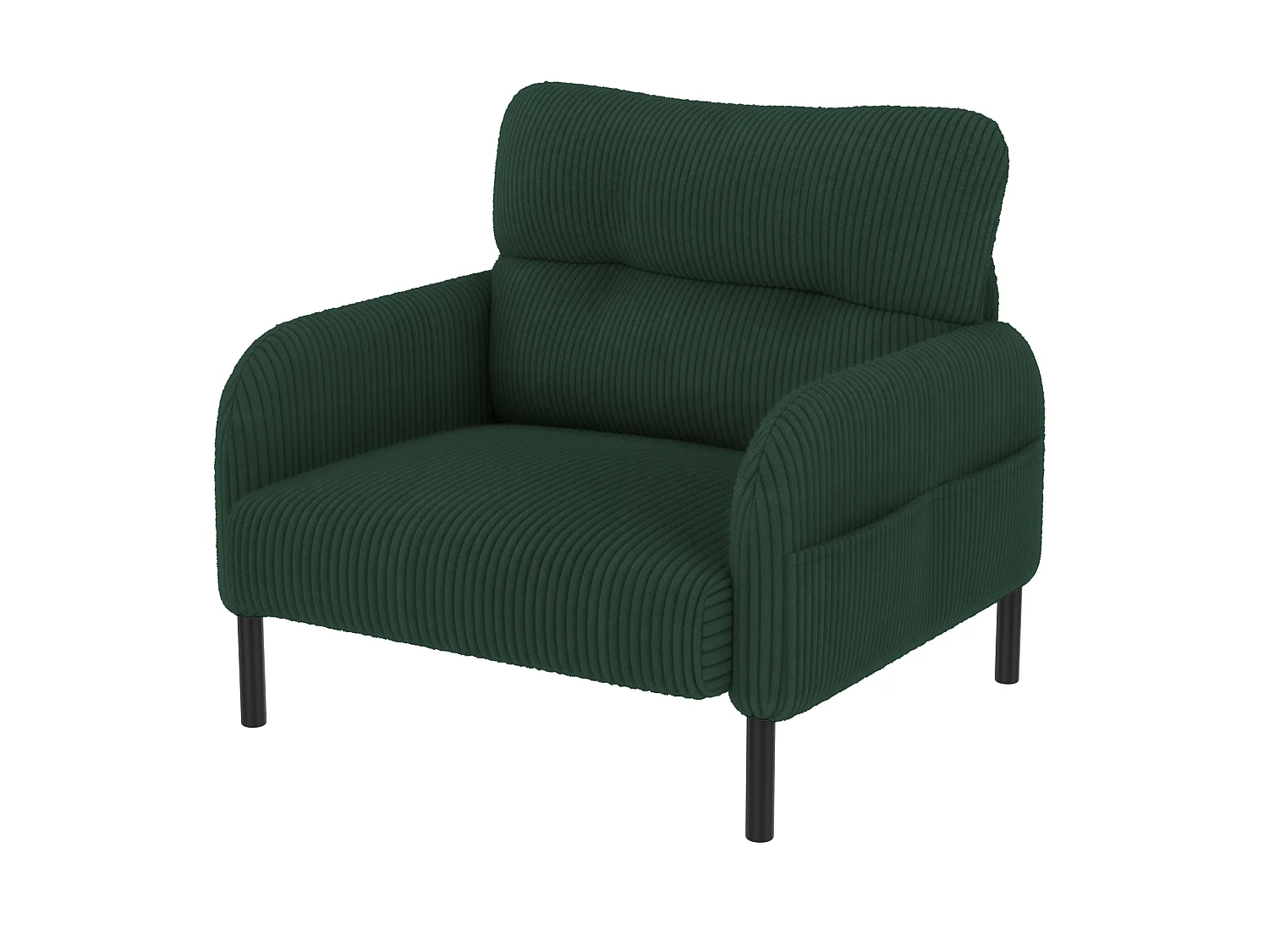 Canapé 2 places et fauteuil en velours côtelé avec pouf - Vert émeraude