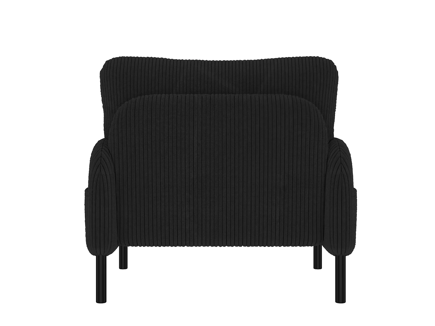 Canapé 2 places et fauteuil en velours côtelé avec pouf - Noir