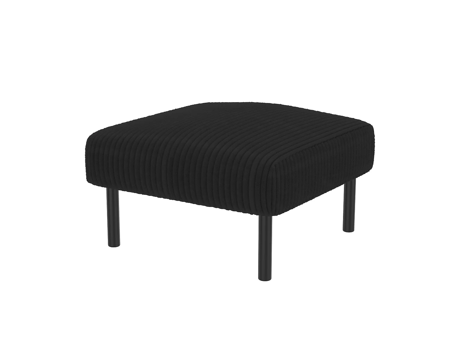 Canapé 2 places et fauteuil en velours côtelé avec pouf - Noir