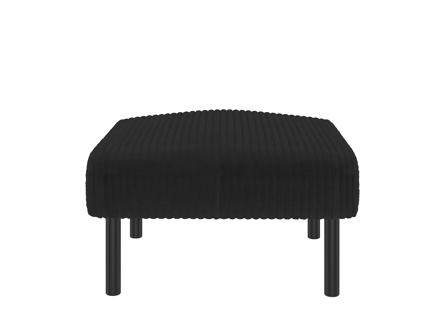 Canapé 2 places et fauteuil en velours côtelé avec pouf - Noir