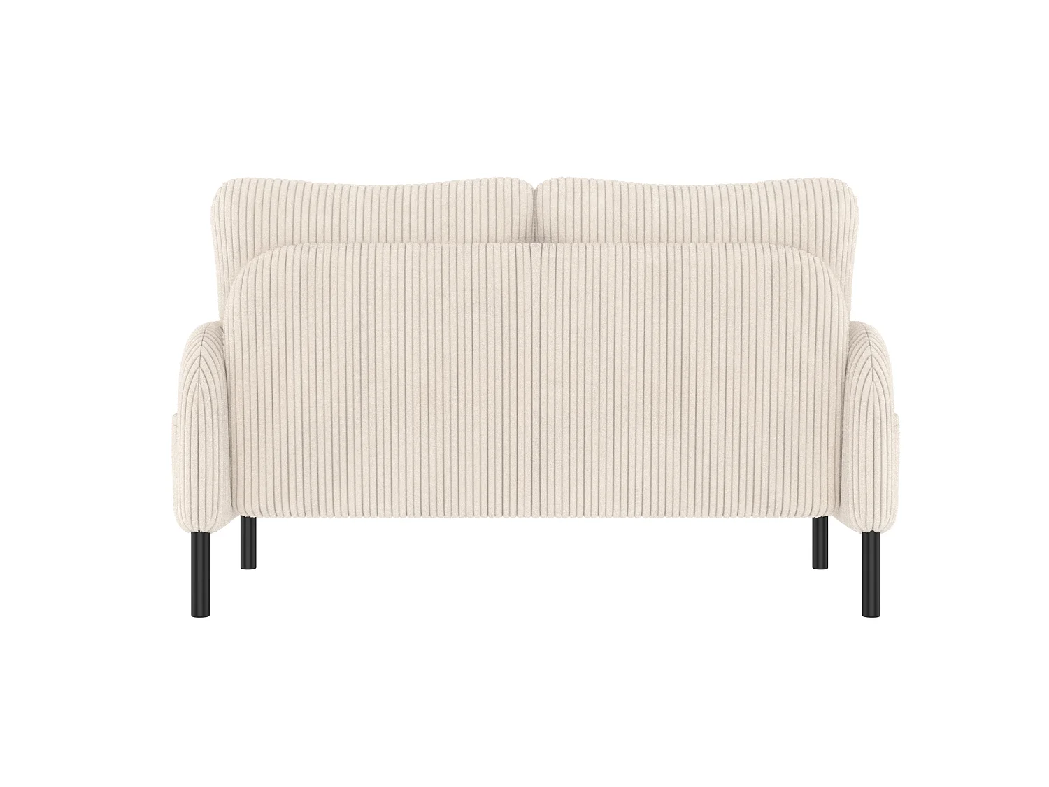 Canapé 2 places et fauteuil en velours côtelé avec pouf - Beige
