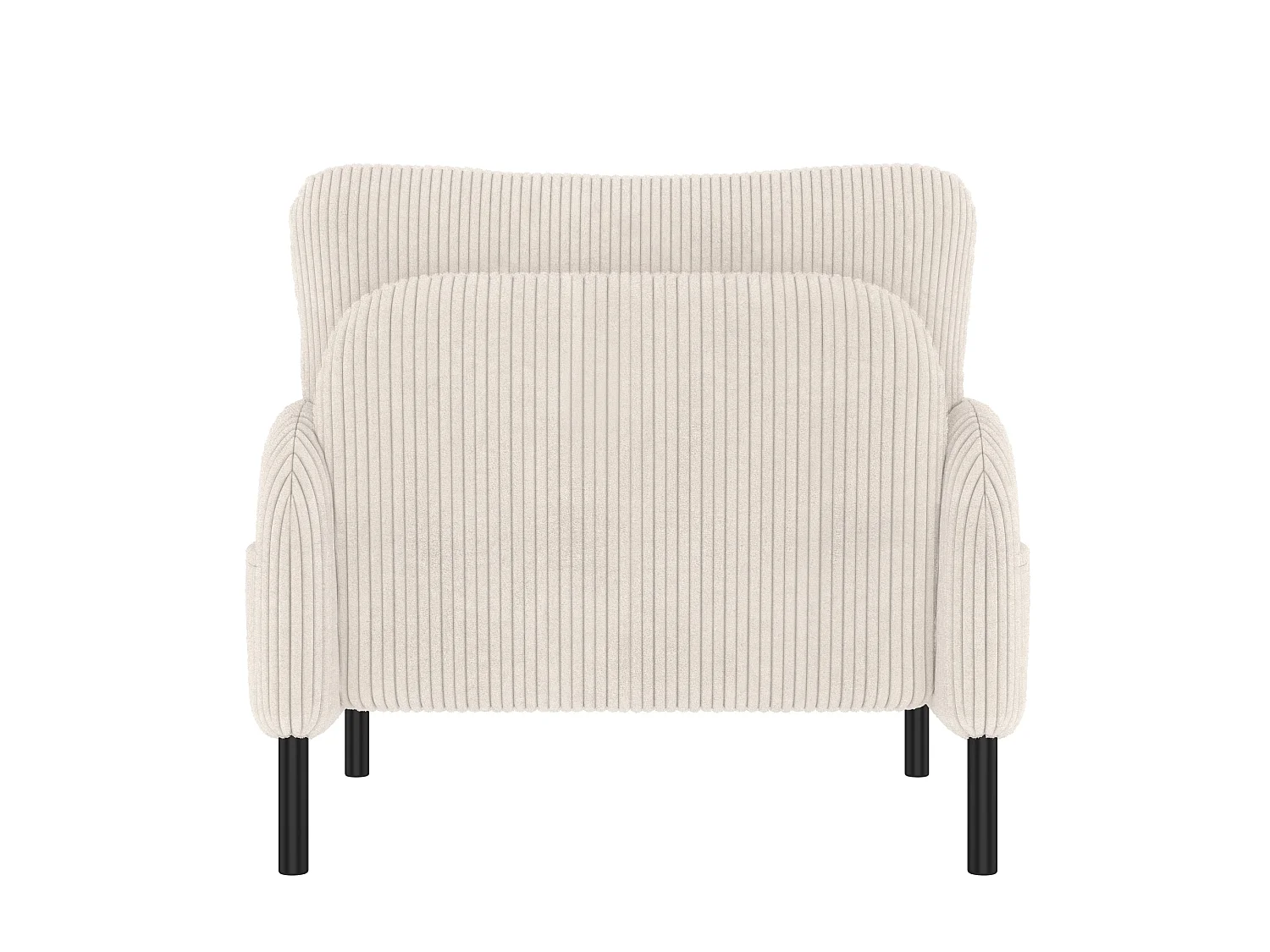 Canapé 2 places et fauteuil en velours côtelé avec pouf - Beige