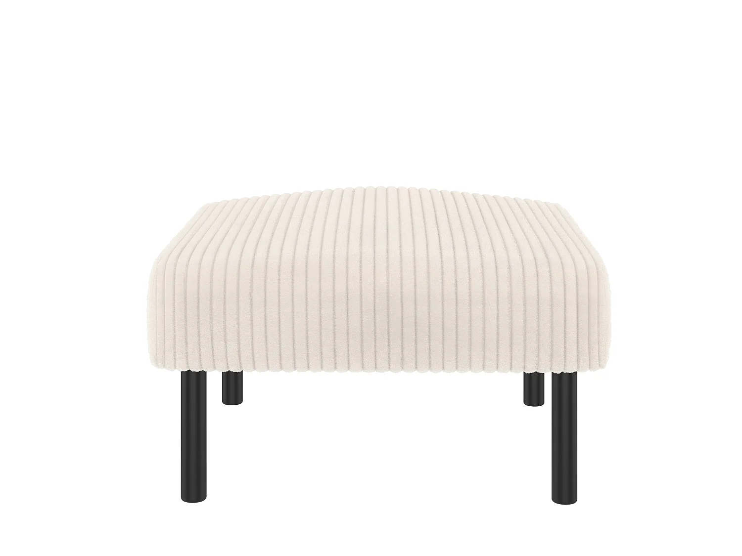 Canapé 2 places et fauteuil en velours côtelé avec pouf - Beige
