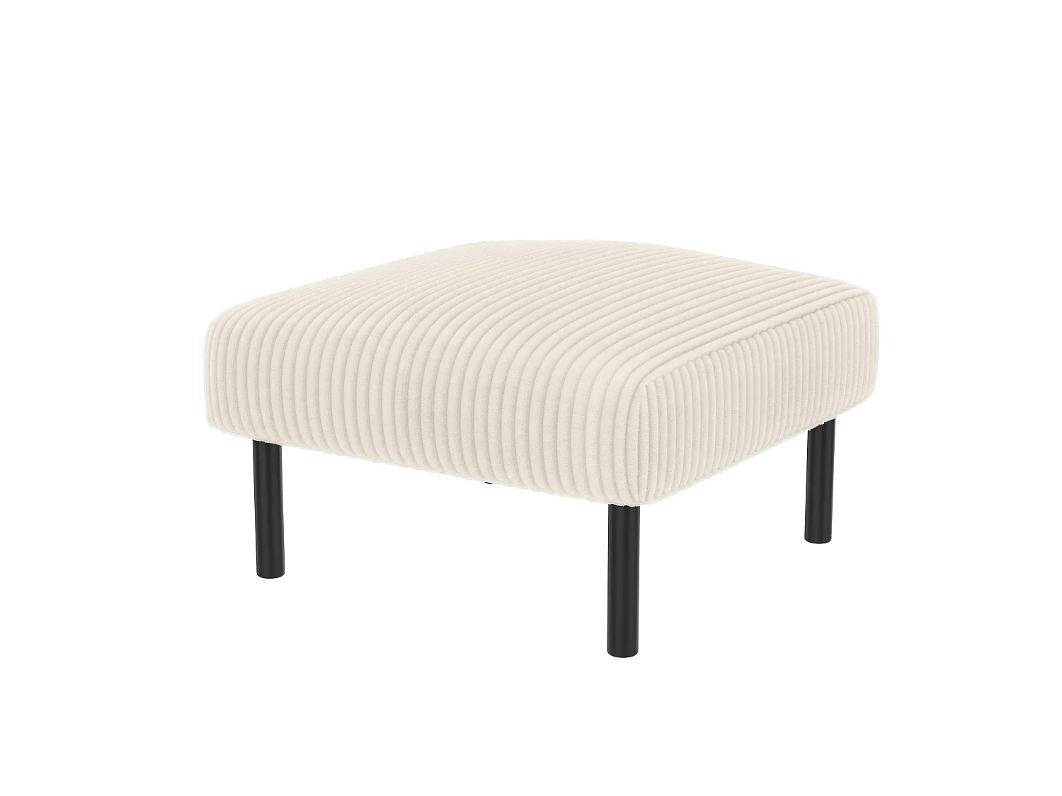 Canapé 2 places et fauteuil en velours côtelé avec pouf - Beige