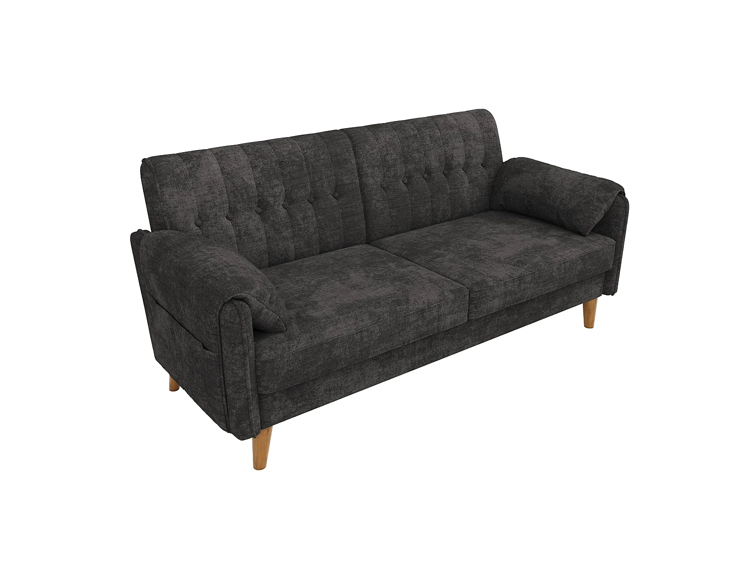 Canapé 2 places 161,5 cm en chenille avec poches latérales - Gris foncé