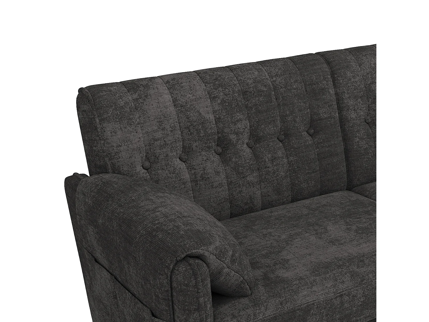 Canapé 2 places 161,5 cm en chenille avec poches latérales - Gris foncé