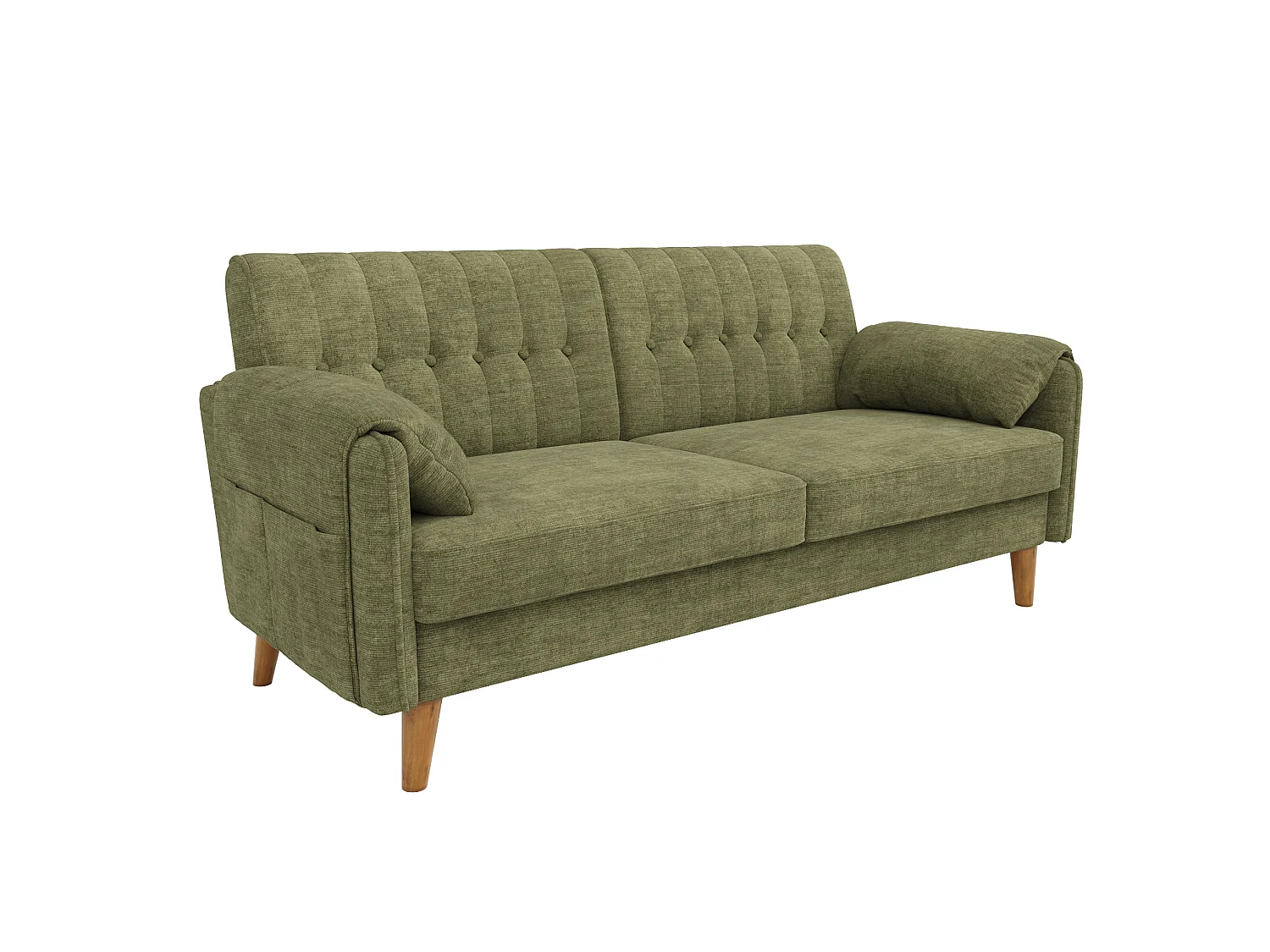 Canapé 2 places 161,5 cm en chenille avec poches latérales - Vert