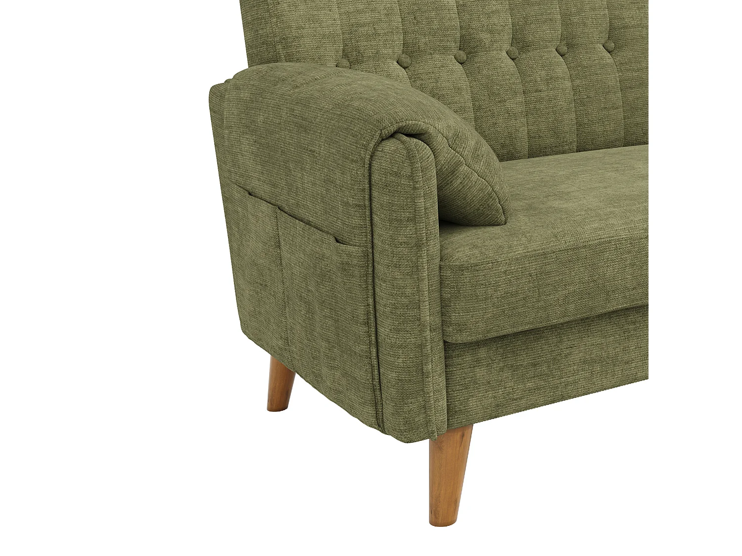 Canapé 2 places 161,5 cm en chenille avec poches latérales - Vert